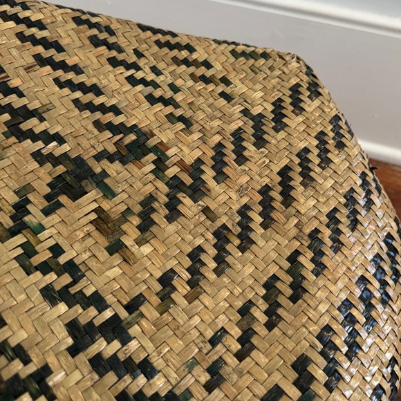 AllSaints Allington Straw Tote Bag Womens Black Handles Tan Woven Purse Damaged - Picture 7 of 16